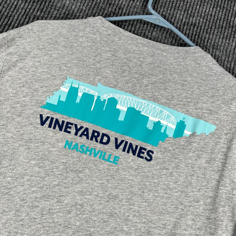 Vineyard Vines Nashville Shirt Mens Small Gray Long Sleeve Pocket Crew Casual